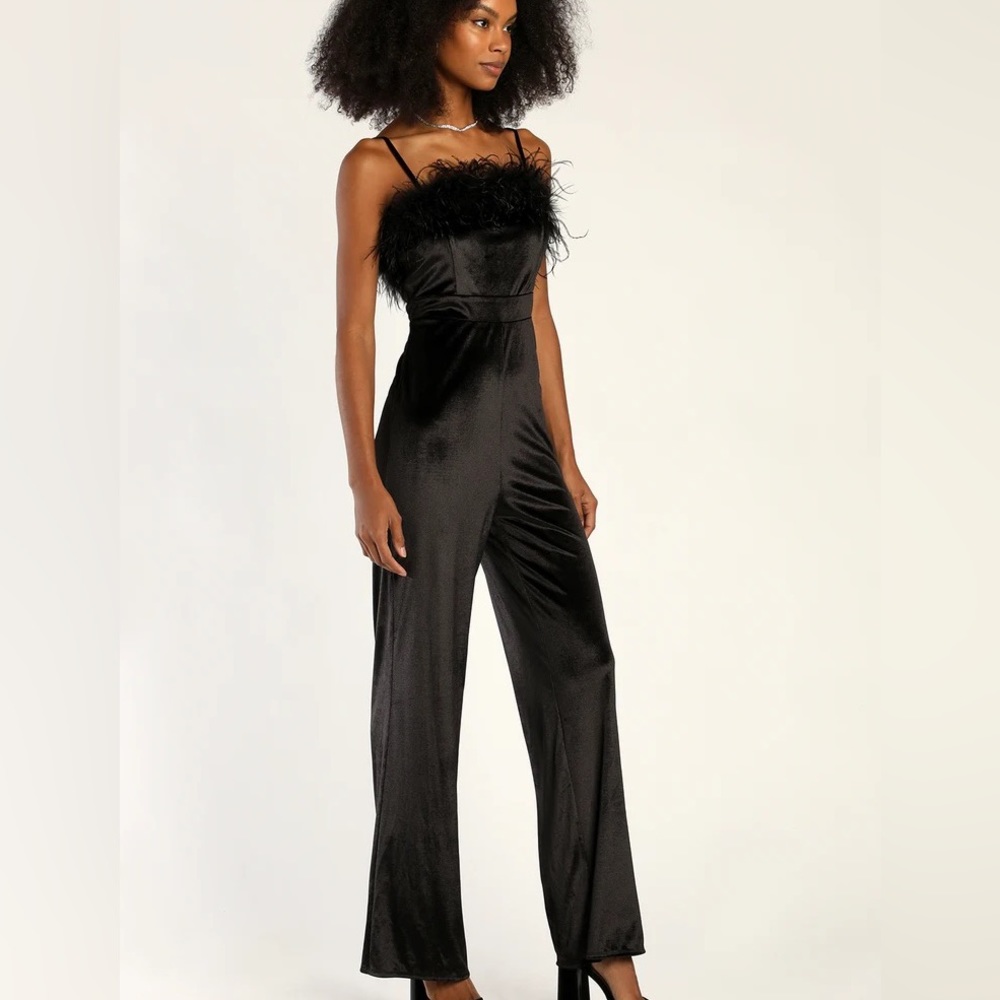 Velvet Feather Straight Leg Jumpsuit